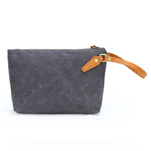 Canvas Herrentasche Handgelenk Handtasche Reißverschluss Kleine Tasche Vintage Organizer