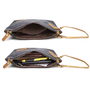 Herren Canvas Clutch Tasche Retro Reißverschluss Etui Handgelenkstasche Organizer Alltag