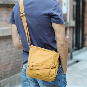 Men Casual Canvas Crossbody Bag Vintage Messenger Shoulder Bag Outdoor Daily Wear Main View