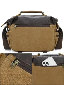 Retro Canvas DSLR Kameratasche Vintage Fotografie Umhängetasche Herren Outdoor wasserdicht