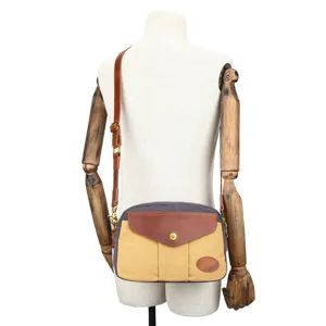 Bolso bandolera de lona y cuero vintage para hombre, bolso mensajero casual elegante