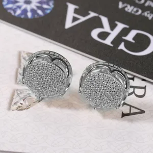 Orecchini a lobo rotondi in argento S925 Moissanite lusso moda classica dettaglio