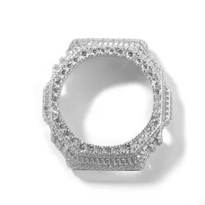 Gepflasterter Diamant Metall Uhr Lünette Ersatz Zubehör, glänzende Zirkonia Steine, modisch.