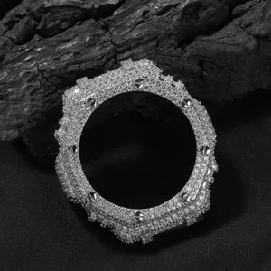Hip-Hop Diamant Uhrengehäuse Lünette Ersatz Zubehör kompatibel mit robusten Herren Uhren.