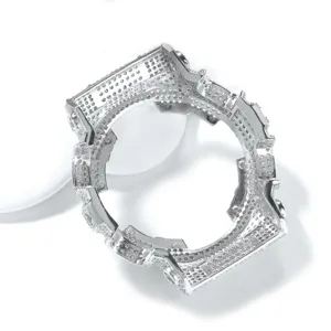 Boîtier de montre mod diamant métal détail, lunette de rechange argentée brillante