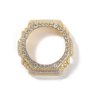 Goldfarbene, volldiamantbesetzte Metall-Uhrenlünette Mod Case für GA2100 Hip-Hop Luxus Stil