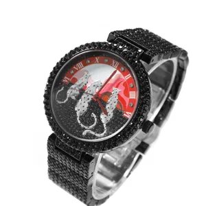 Montre quartz femme strass cadran leopard luxe bracelet cristal elegante mode tendance