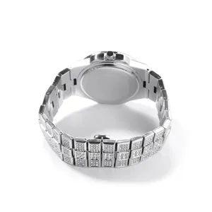 Silber Strass Quarzuhr Unisex Voll Diamant Armbanduhr Hip Hop Mode Schmuck Zubehoer