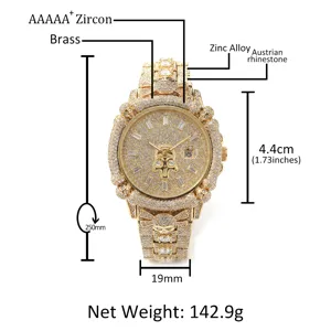 Lussuoso Orologio da Uomo Hip Hop con Strass Design a Teschio Punk Orologio da Polso al Quarzo Impermeabile Luminoso Gioielli di Moda