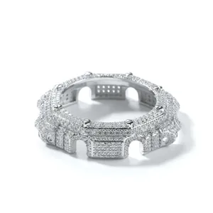 Silberne Uhr Lünette Ersatz mit vollen Diamanten kompatibel mit GA-2100 Hip-Hop Zubehör