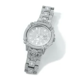 Orologio uomo strass cristallo teschio lusso hip hop stile punk orologio quarzo moda