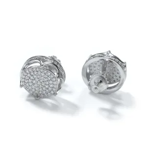 Orecchini a lobo in argento S925 con moissanite uomo donna hip hop gioiello vista principale
