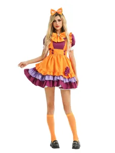 Halloween Lolita pumpkin dress cosplay costume cute maid outfit for women party stage dress.