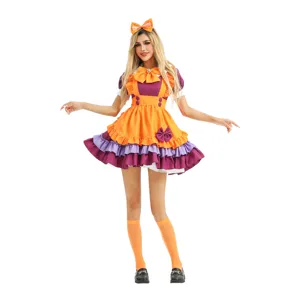 Halloween Lolita maid cosplay costume dress full body view for stage performance show.