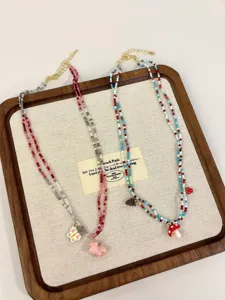 Collana di perle dopamina estiva a doppio strato catena clavicola ragazza dolce bigiotteria design colorato