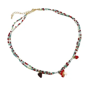 Collana con perline colorate a doppio strato stile vacanza gioielli da donna dolci