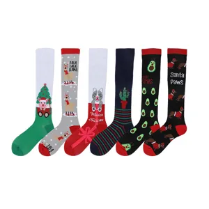 Christmas pattern long tube socks set for men and women, breathable cotton winter socks.