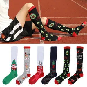 Spring calf sports socks breathable moisture wicking holiday patterns for unisex daily wear