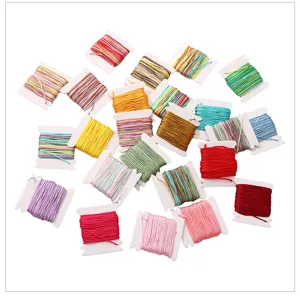 Colorful DIY jade cord weaving thread on winding cards for handmade bracelets and crafts set.