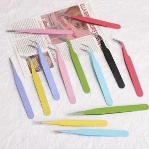 Macaron Colored Precision Tweezers Straight And Curved Tip Iron Craft Tweezers For DIY Nail Art Journaling Tools