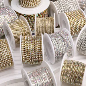 Crystal rhinestone cup chain close-up for DIY phone case nail art decoration accessories