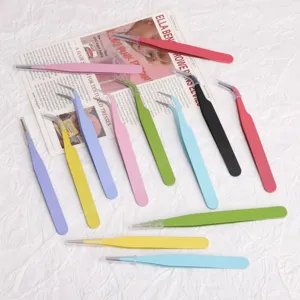 Macaron Colored Pointed and Curved Precision Tweezers for DIY Nail Art Craft Tools