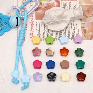 Cuentas Sueltas de Acrílico Con Forma de Flor de Cinco Pétalos De Color Con Patrón de Mármol Separadores para Hacer Pulseras Collares Manualidades Joyería Suministros