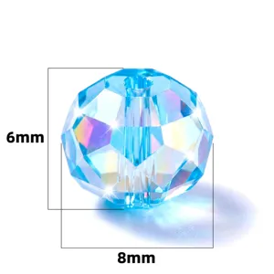 8mm blue faceted crystal glass loose beads for DIY handmade bracelet necklace jewelry making