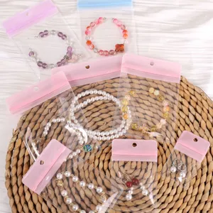 Bolsas de joyería transparentes, bolsitas de almacenamiento para pulseras DIY, portátiles.