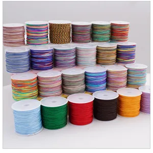 Detailed view of colorful jade cord spools for DIY jewelry making, handmade bracelets and necklaces.