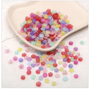 10mm translucent acrylic five petal flower spacer beads for DIY jewelry making and bracelets.