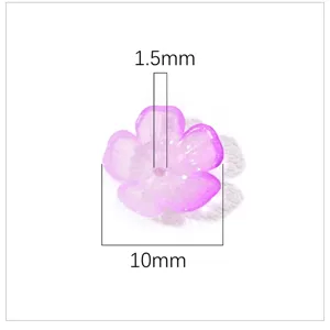10mm acrylic five-petal flower bead detail, translucent purple DIY jewelry accessory.