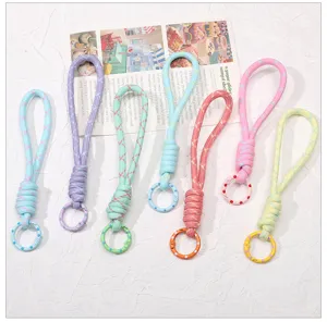 Kleurrijke gevlochten touw sleutelhanger riem DIY handgemaakte accessoires tas hanger
