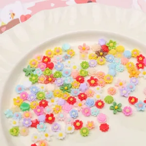 Cabochons de fleurs en résine mélangées colorées accessoires de bricolage pour bijoux et chaussures.