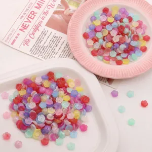 10mm Acrylic Five Petal Flower Beads Colorful Spacer Beads for DIY Jewelry Making Bracelets