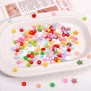 Perles de fleurs en résine mélangées colorées accessoires de bijoux faits à la main bricolage.