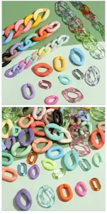 Colorful acrylic U-shaped chain links open rings DIY jewelry craft accessories parts