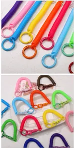 Colorful spiral spring coiled lanyard stretchable keychain strap for keys school bag ID card holder