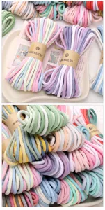 Detailed view of 4mm colorful gradient braided cotton cord, perfect for handmade DIY crafts.