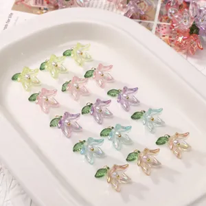 Ciondoli a Forma di Giglio in Acrilico con Perle per Fai da Te Gioielli Orecchini Bracciale Materiali Artigianali Accessori