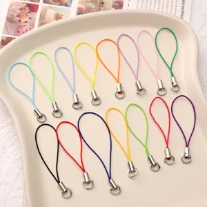 Colorful mobile phone lanyard DIY accessories colorful cord strap with metal ring for crafting.