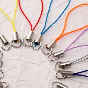 Colorful phone lanyard straps DIY mobile charms accessories multi-color cord with rings