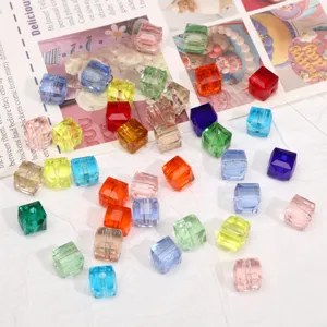 Glass crystal cube beads 6-8mm colorful faceted loose beads for DIY handmade jewelry making accessories