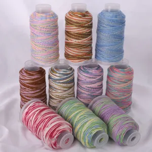 Colorful gradient DIY craft weaving cord multi-color sparkly thread for handmade necklaces