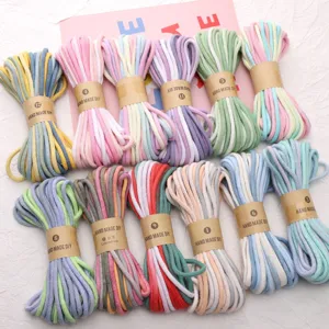 4mm colorful gradient braided cotton cord DIY handmade bracelet necklace craft rope supplies.