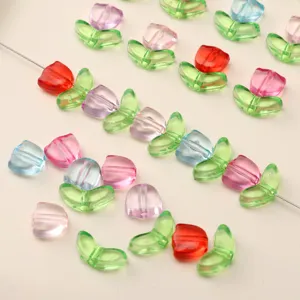 Colorful acrylic tulip flower beads for DIY bracelet necklace jewelry making accessories.