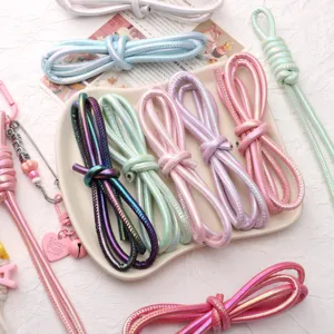 6mm PU Metallic Braided Cord DIY Keychain Bracelet Jewelry Making Material Craft