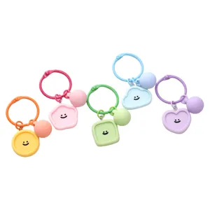 Coloré résine mignon visage sourire porte-clés ensemble macaron géométrique pendentif DIY