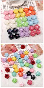 Acryl Blumen Perlen Tropföl Charms für DIY Handyketten Taschenschlüsselanhänger im bunten Stil.