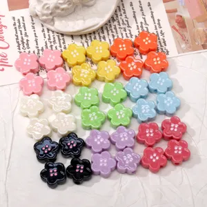 Bunte Acryl Blumen Perlen glänzende Dopamin Knöpfe für DIY Handyketten und Schlüsselanhänger